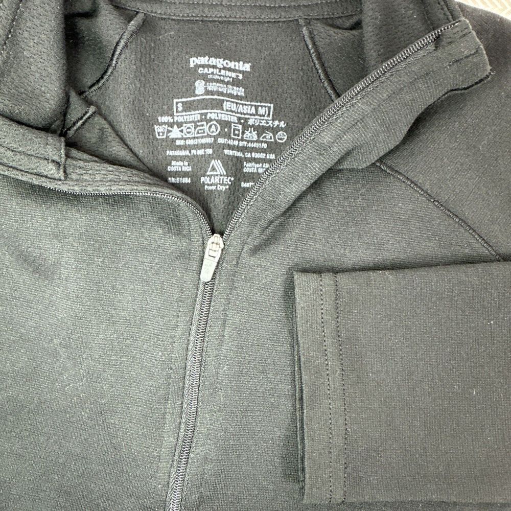 Patagonia Shirt Womens Small Black Capilene Baselayer Midweight 1/4 Zip Pullover